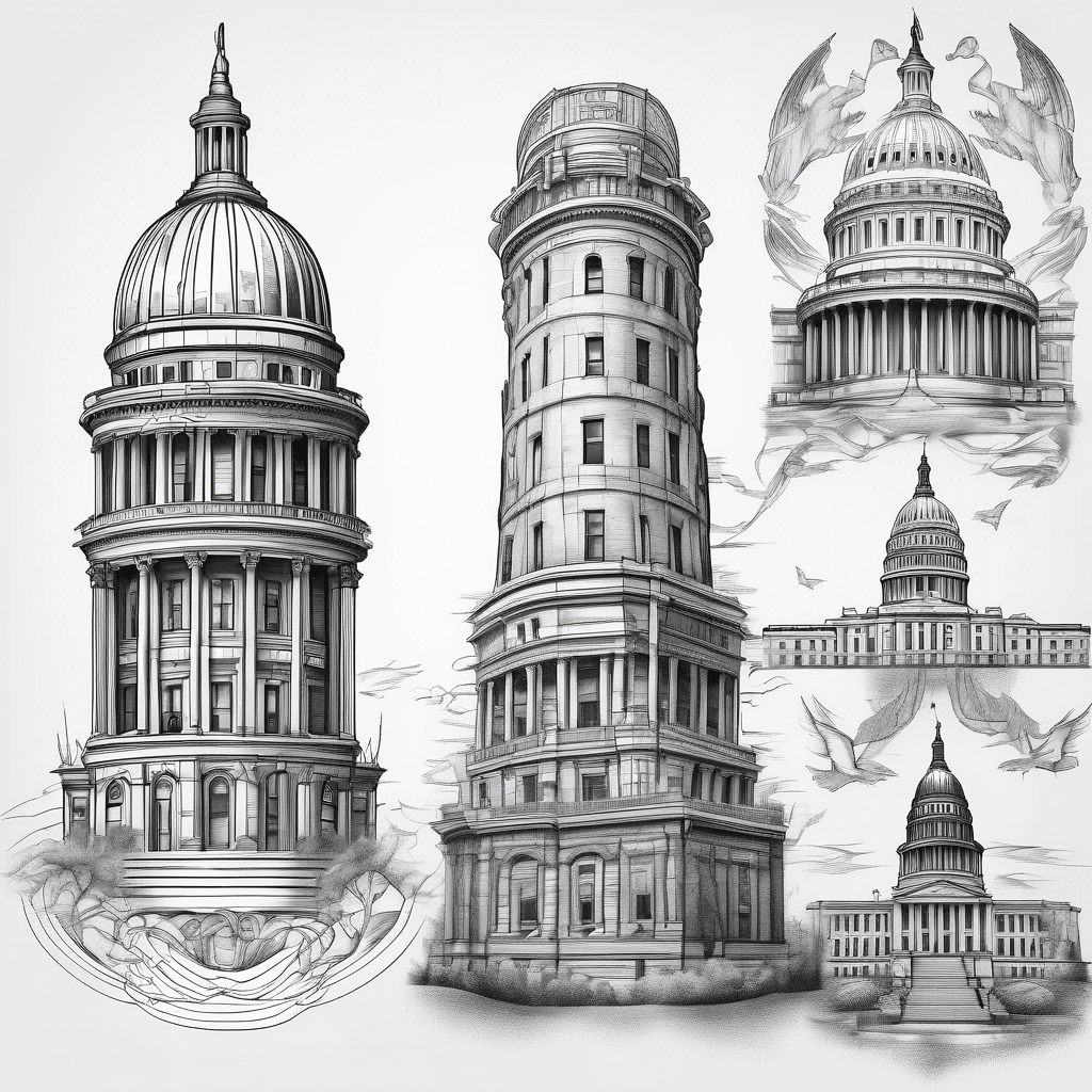 American landmarks tattoo