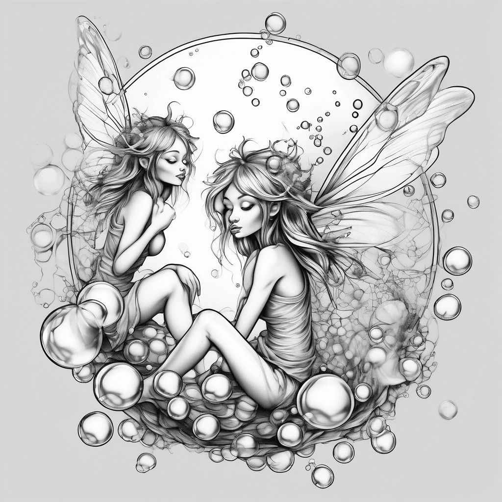 Fairies sitting on bubbles 