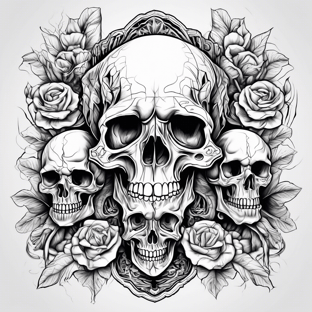 Royal flush and skulls