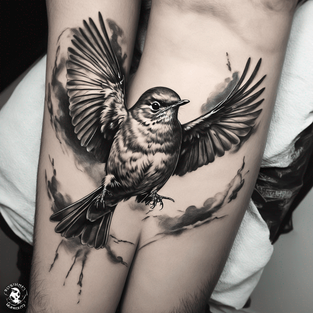 Robin flying 