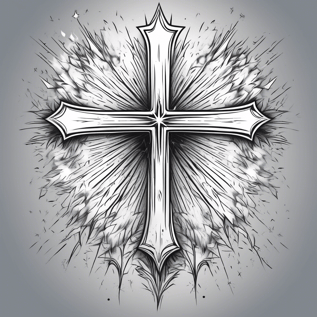 Fireworks around a cross 