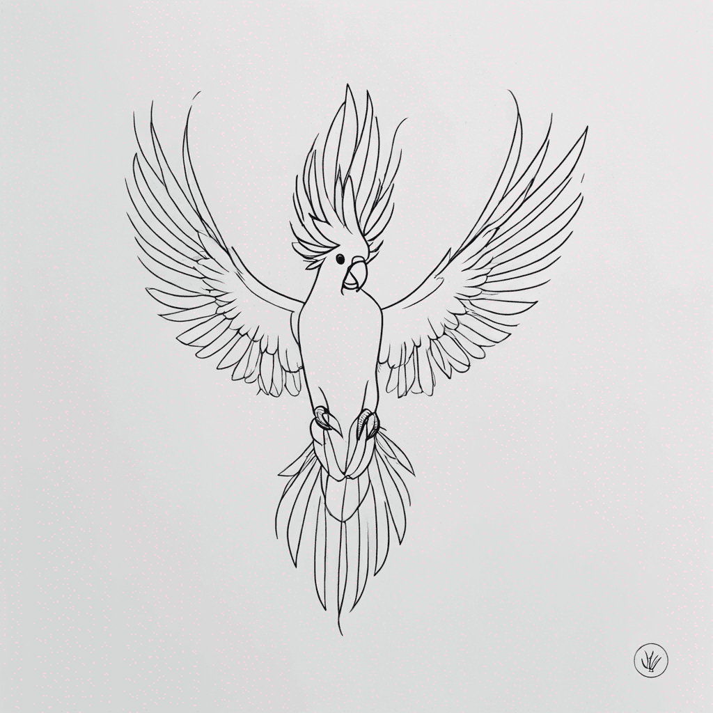 Cockatoo with open wings
