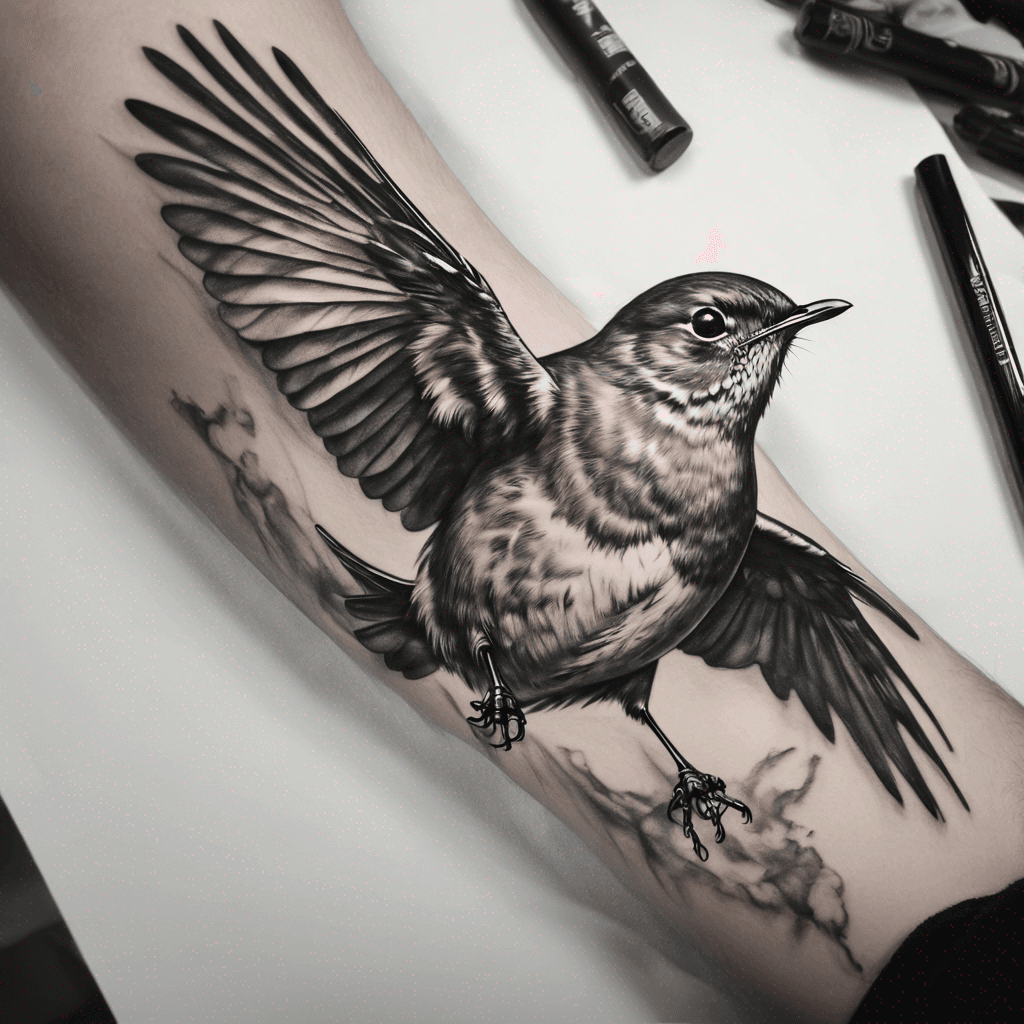 Robin flying 
