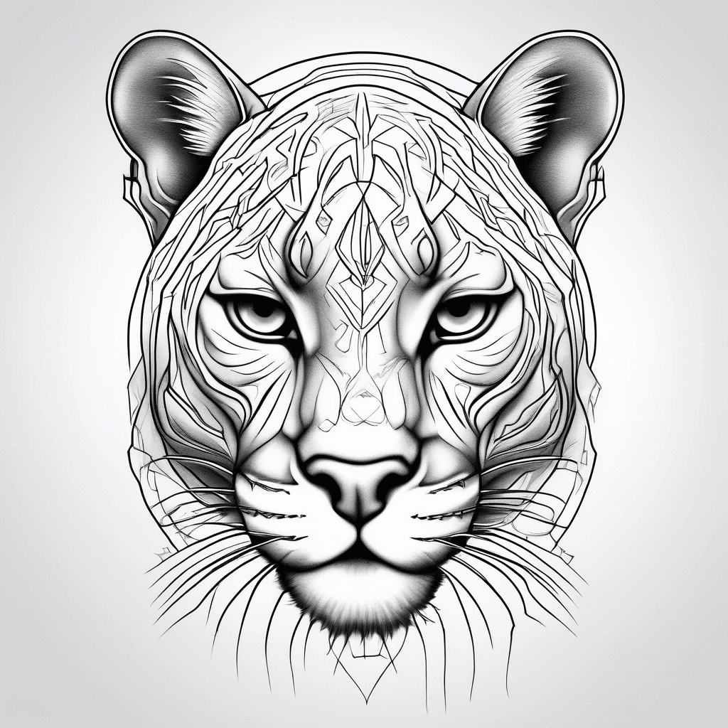 Cougar frontal line art