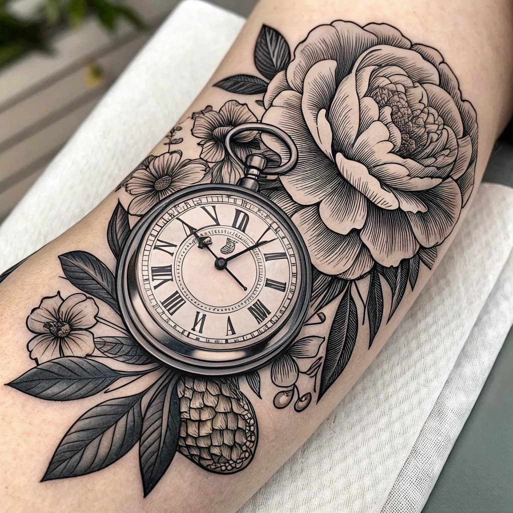 2 pocketwatches with flowers