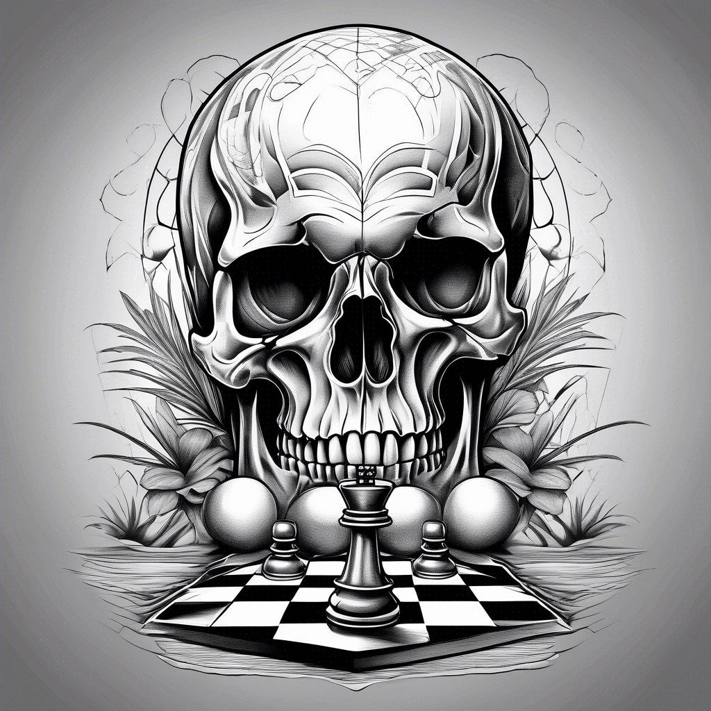 Skull, beach, alone, chess