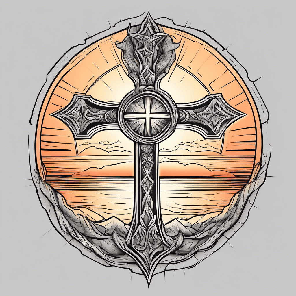 Cross with a sunset