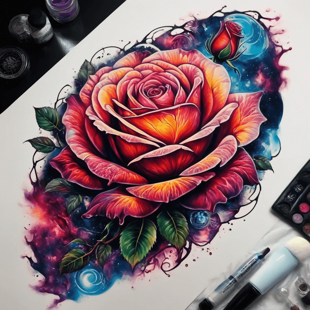 rose, white background
