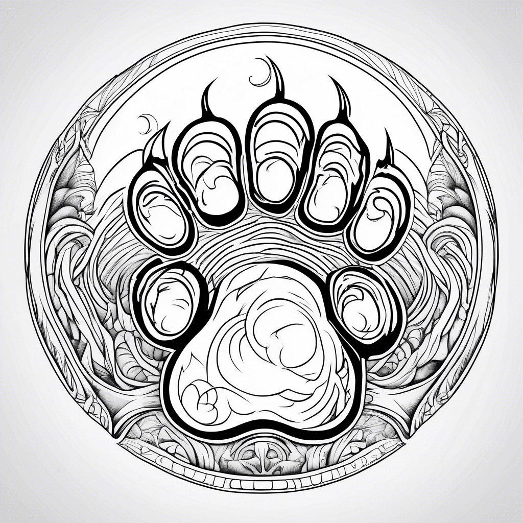 Dog paw, moon, ocean