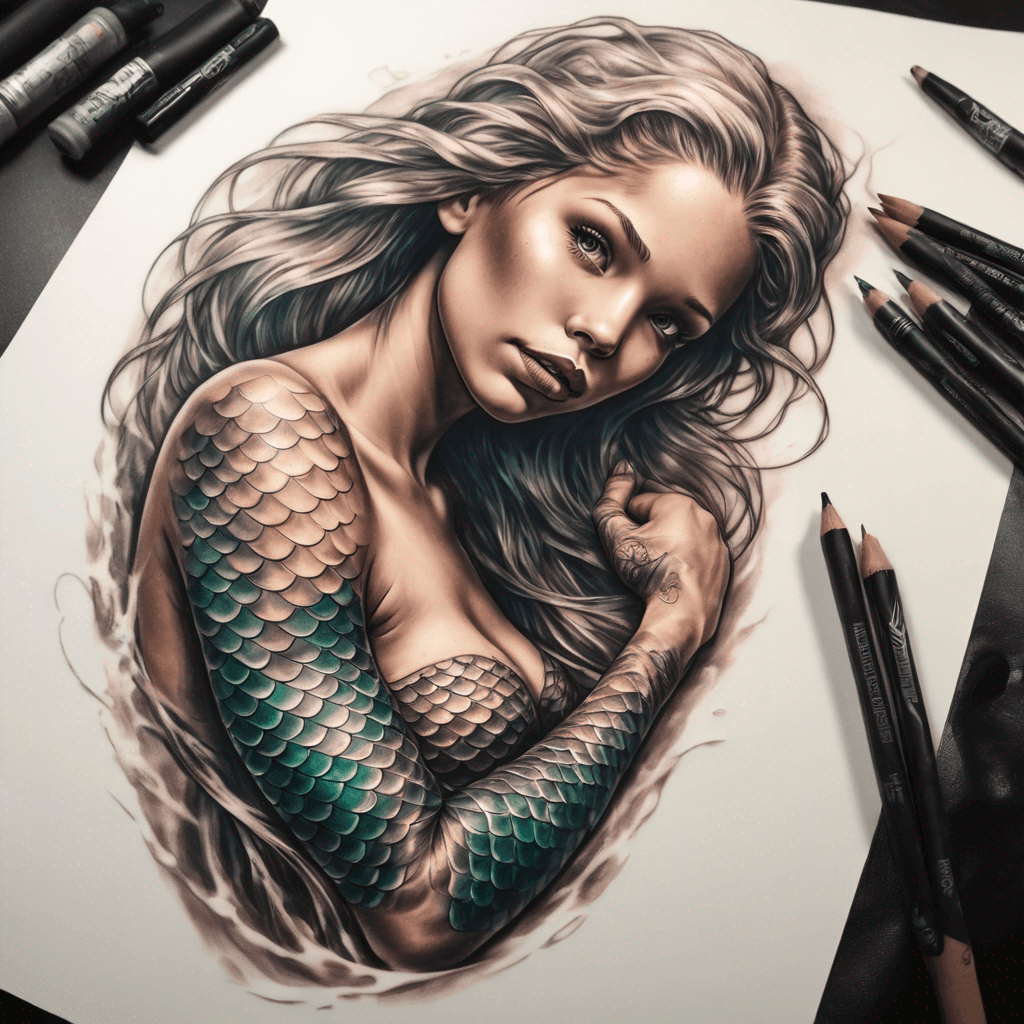 A mermaid full body pose