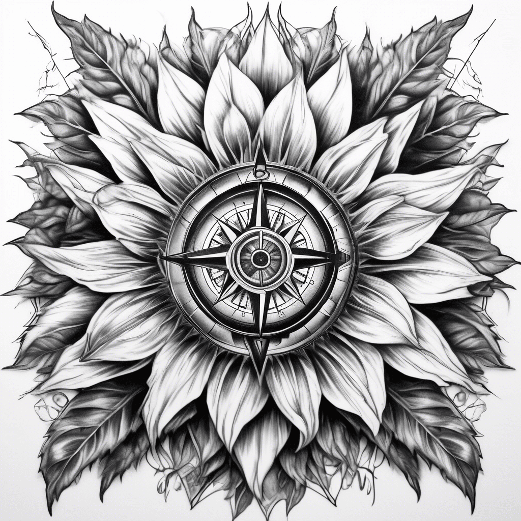 compass rose on a sunflower
