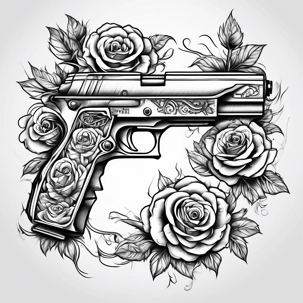 gun with roses