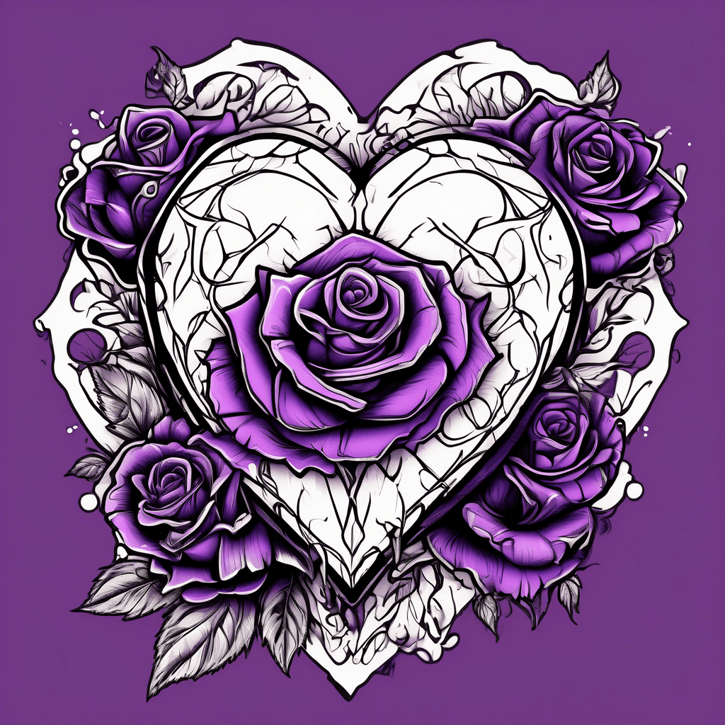 Purple heart black roses