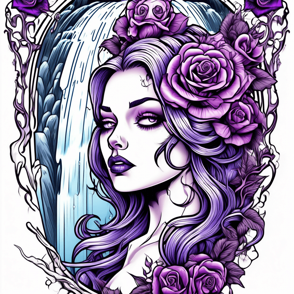 Waterfall and purple heart 