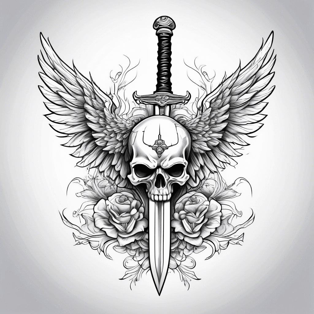 sword with wings and skull