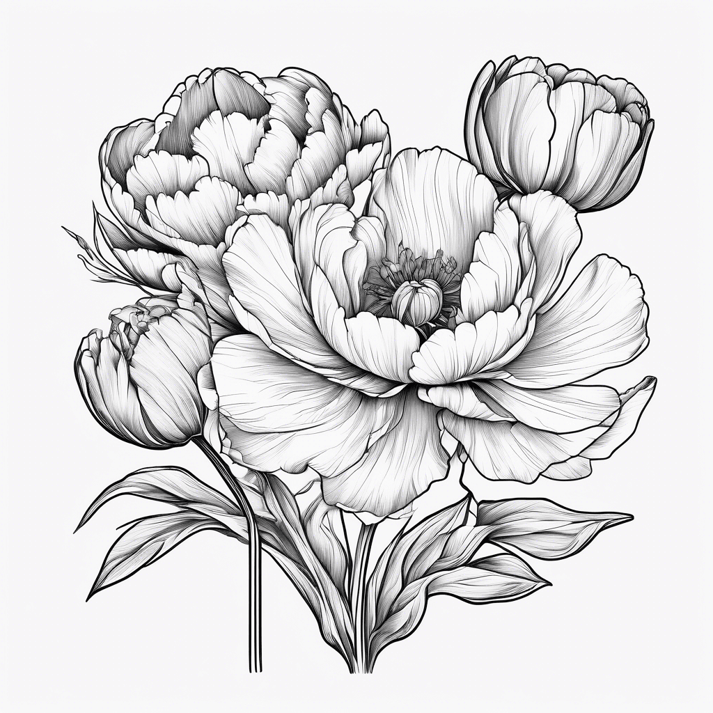 Peony tulips poppies