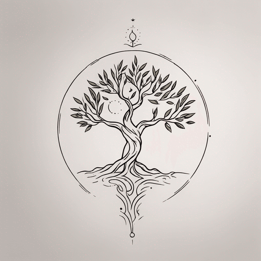 Olive tree folklore tattoo