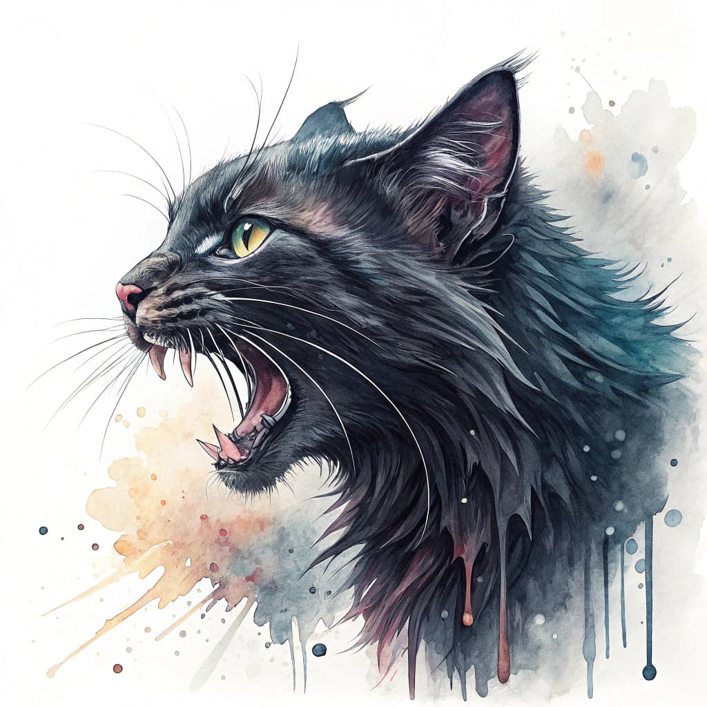 a angry black cat