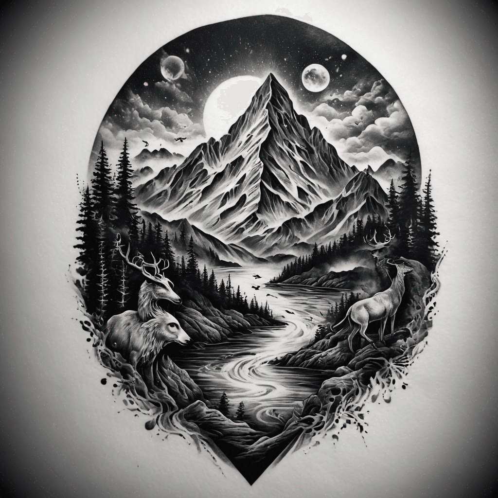 Mountain themed with animals