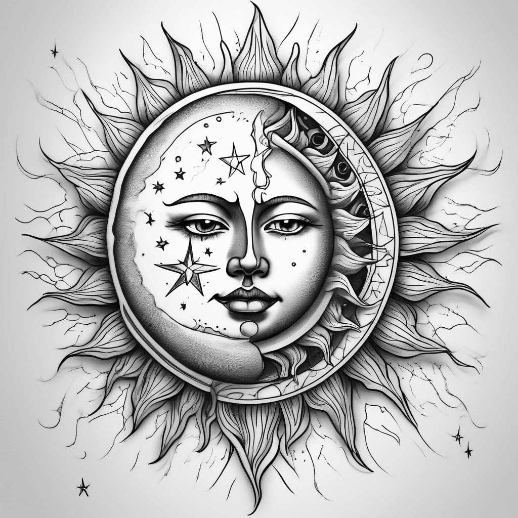 Sun, moon and star