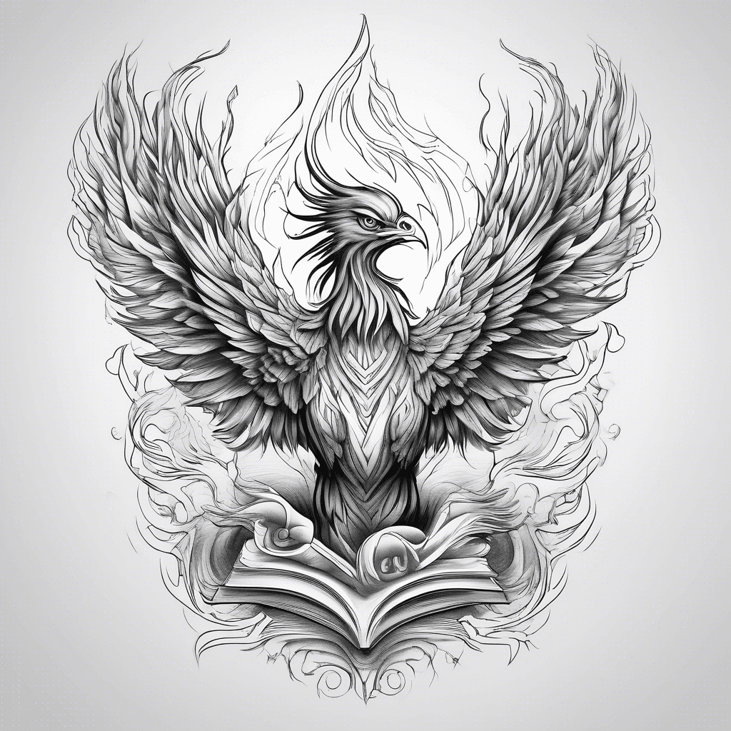Phoenix rising from book