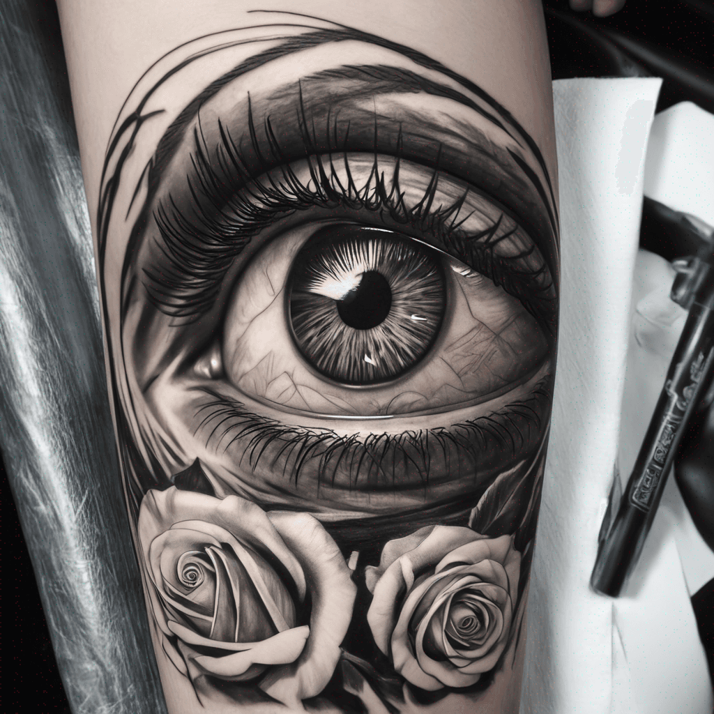 eye of a woman, rose