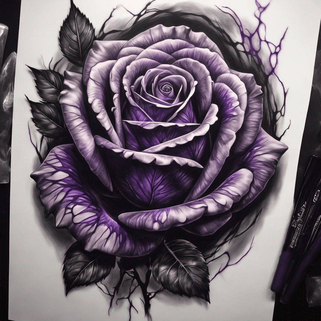 Black rose with purple heart