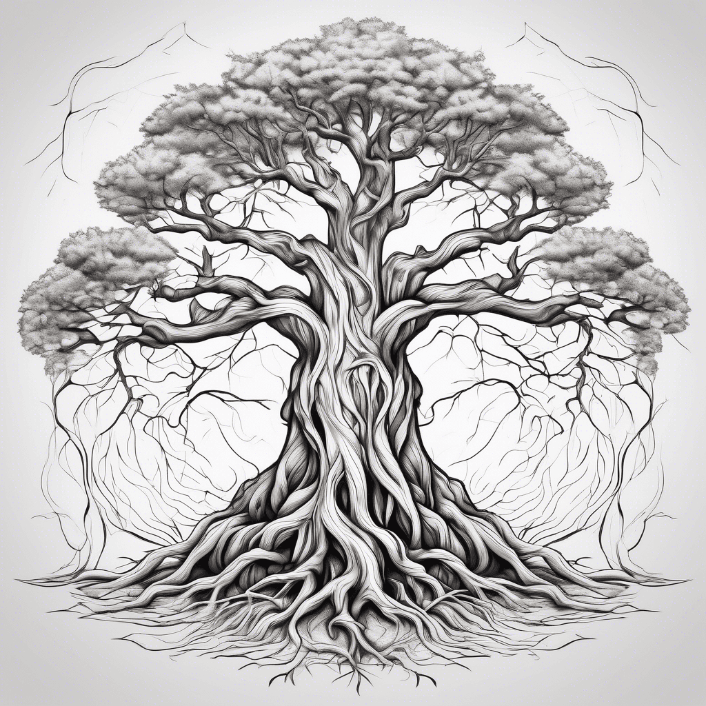 large tree with roots