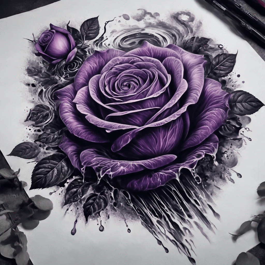 Purple rose and waterfall 