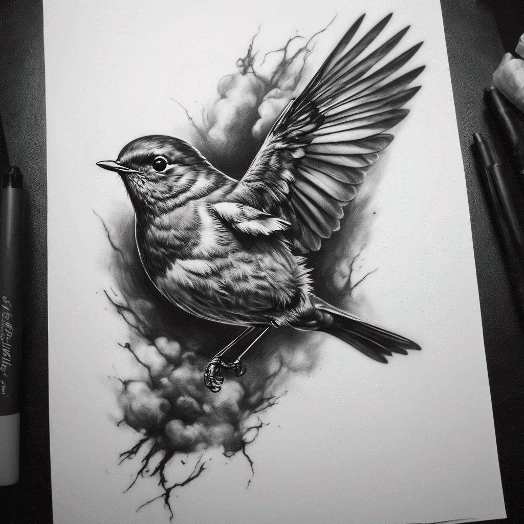 Robin flying 