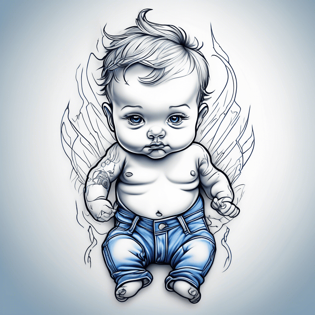 Baby in blue jeans crwling