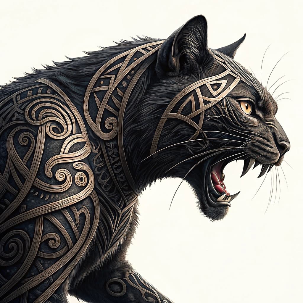 a angry black cat attack