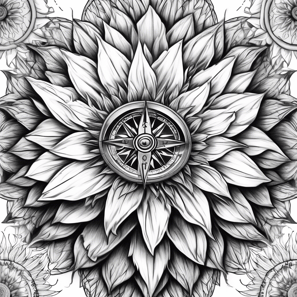 compass rose on a sunflower
