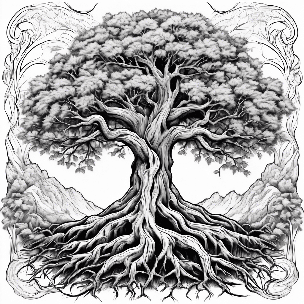 large tree with roots