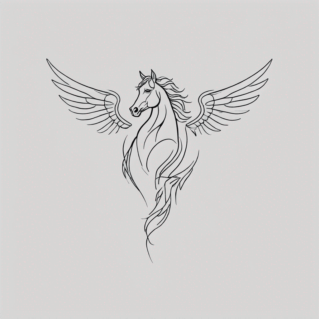 Horse head with wings