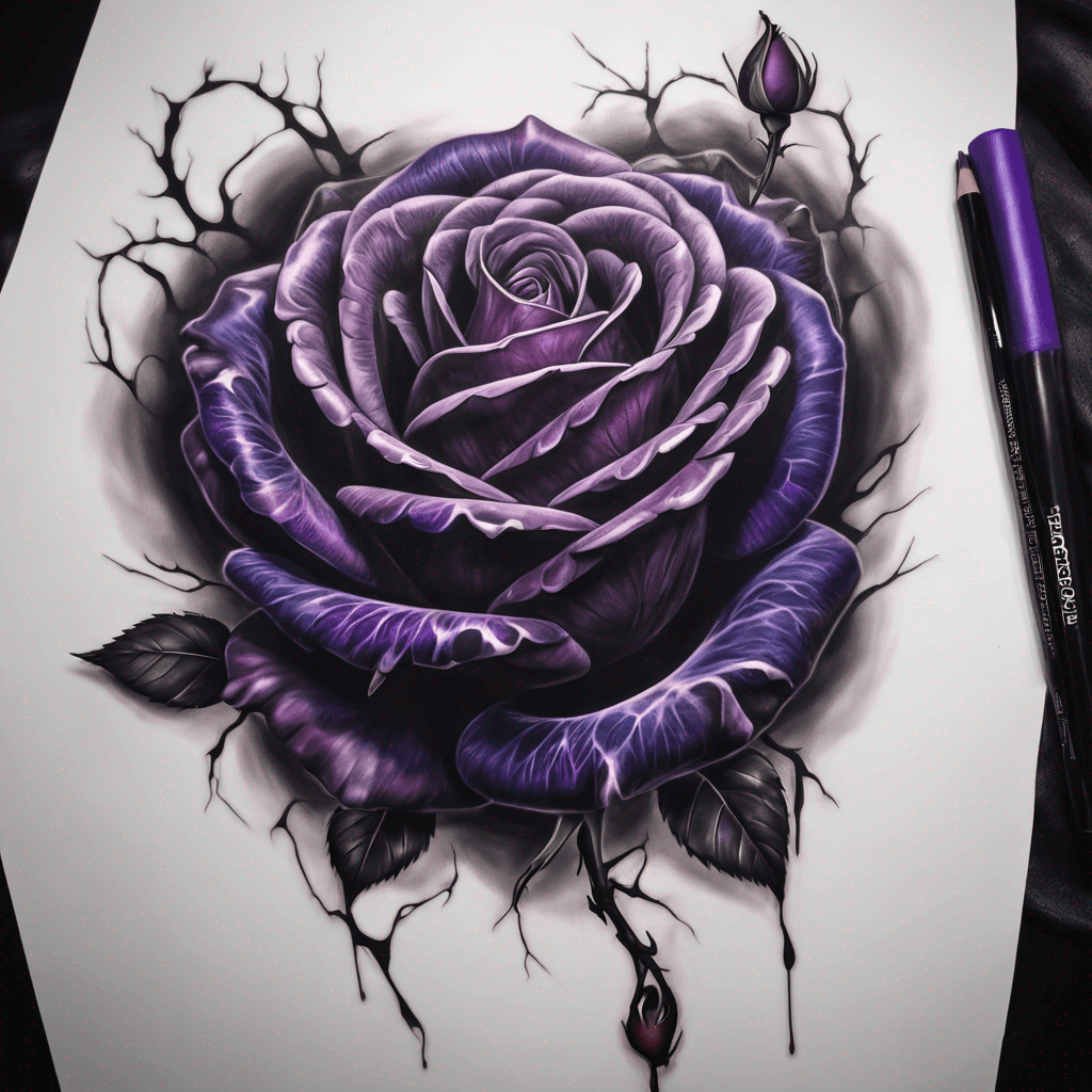 Black rose with purple heart