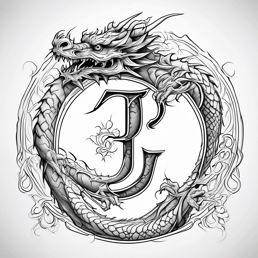 Dragon and letter J 