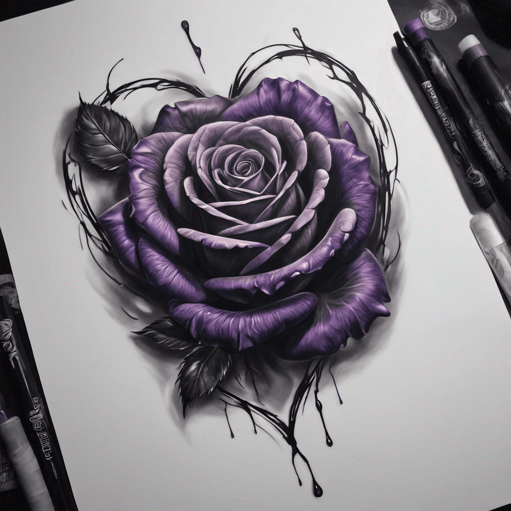 Black rose purple heart