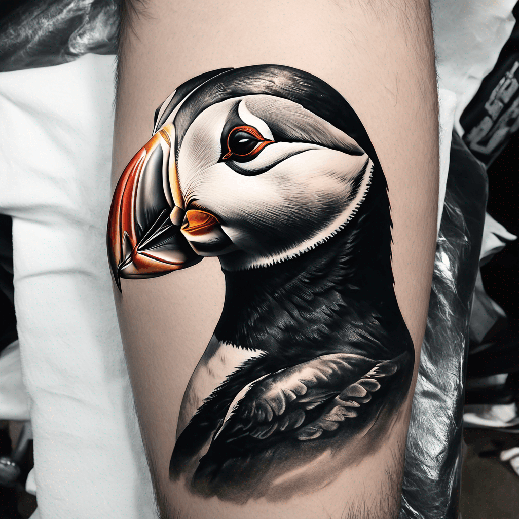 Puffin swimming