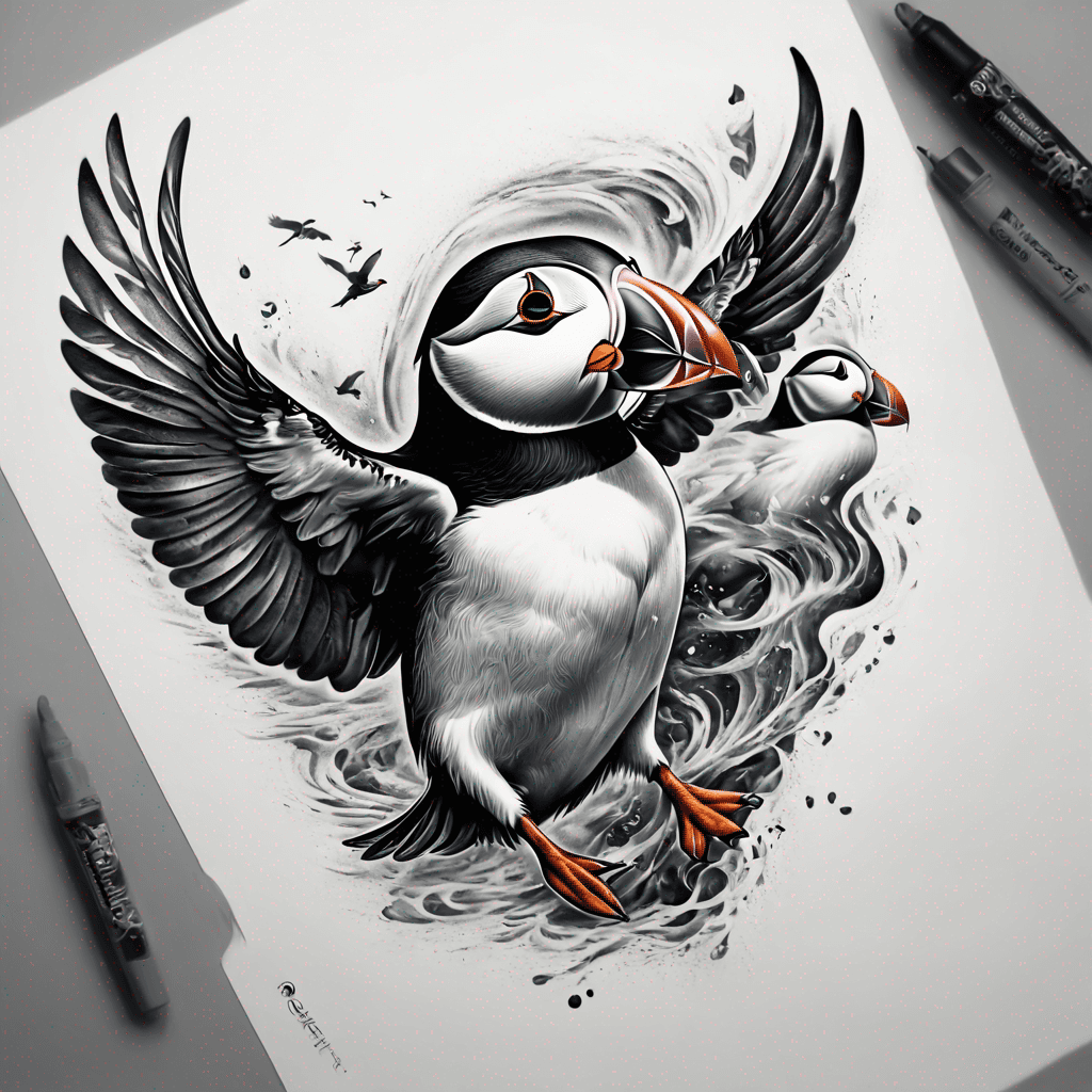 Puffin flying