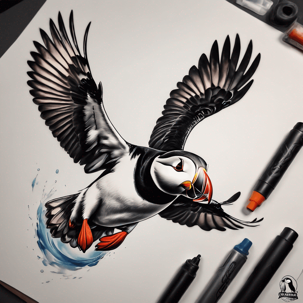 Puffin flying
