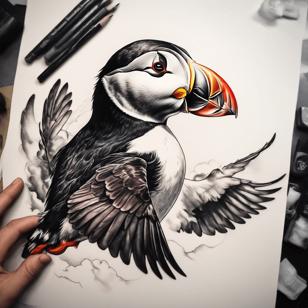 Puffin flying