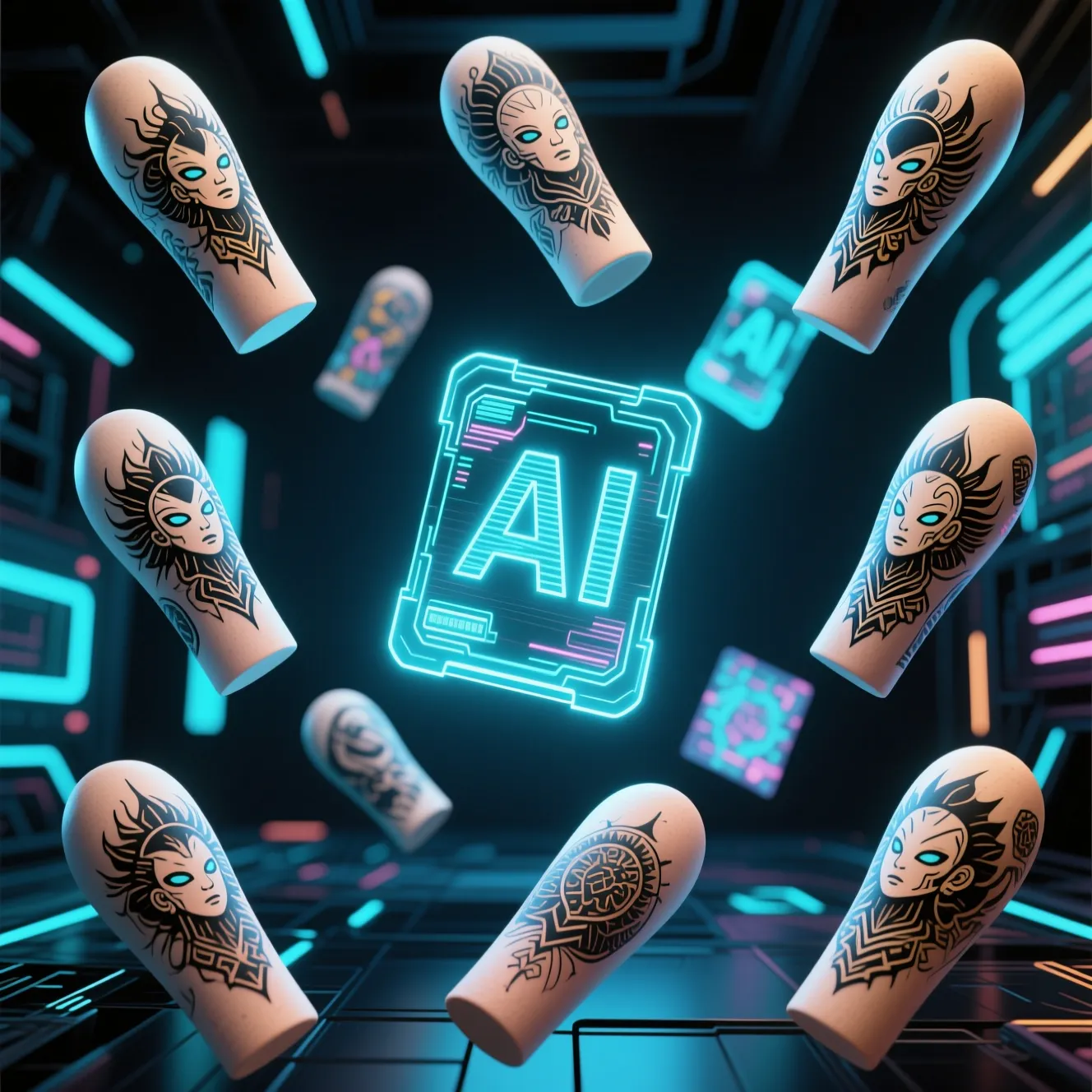 Various AI-generated tattoo designs showcasing different styles