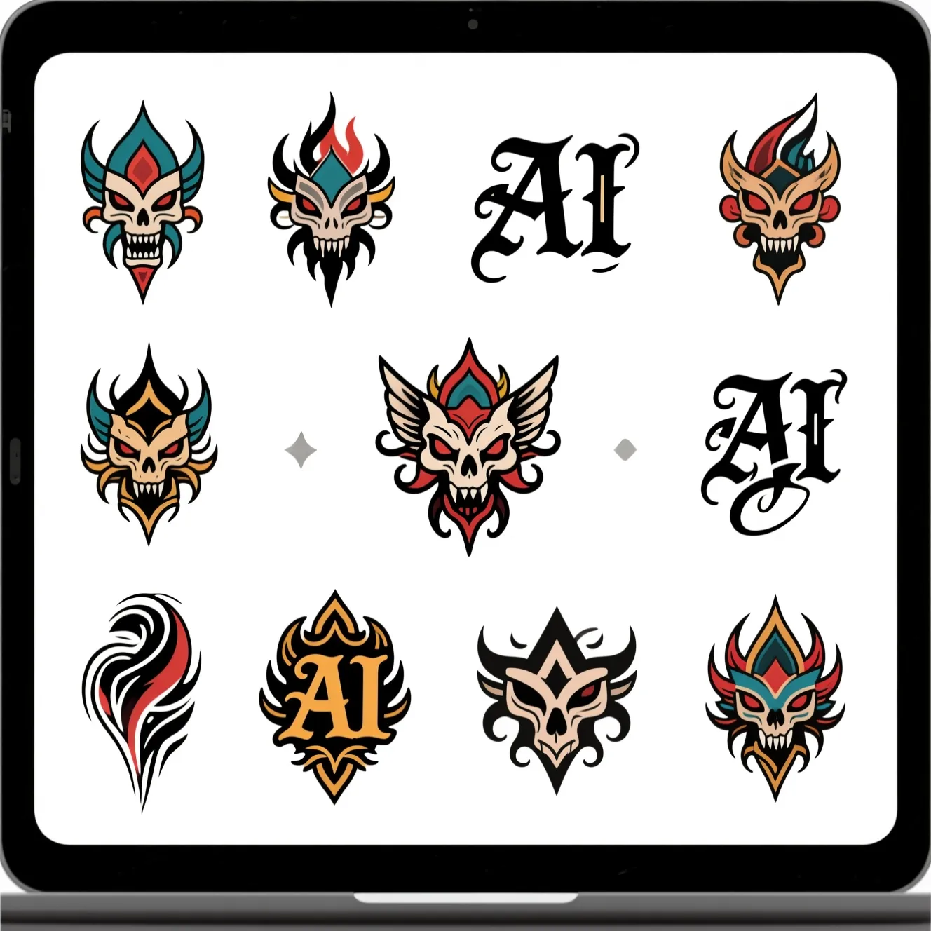 Collection of different tattoo styles and design variations