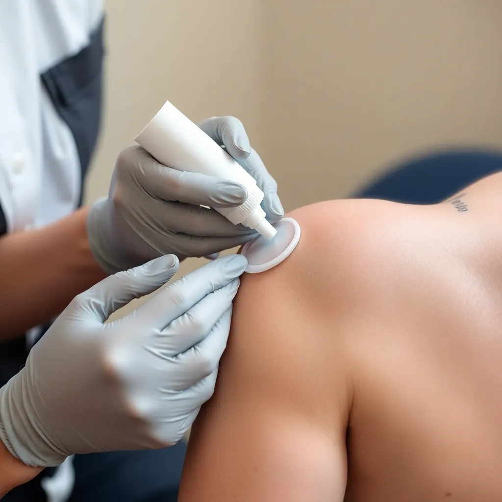 Applying lotion to healing tattoo