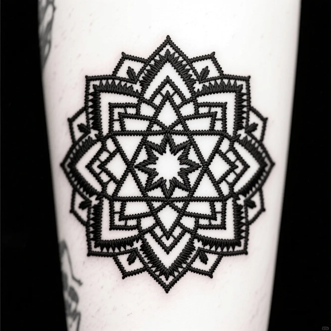 Blackwork ornamental mandala tattoo pattern