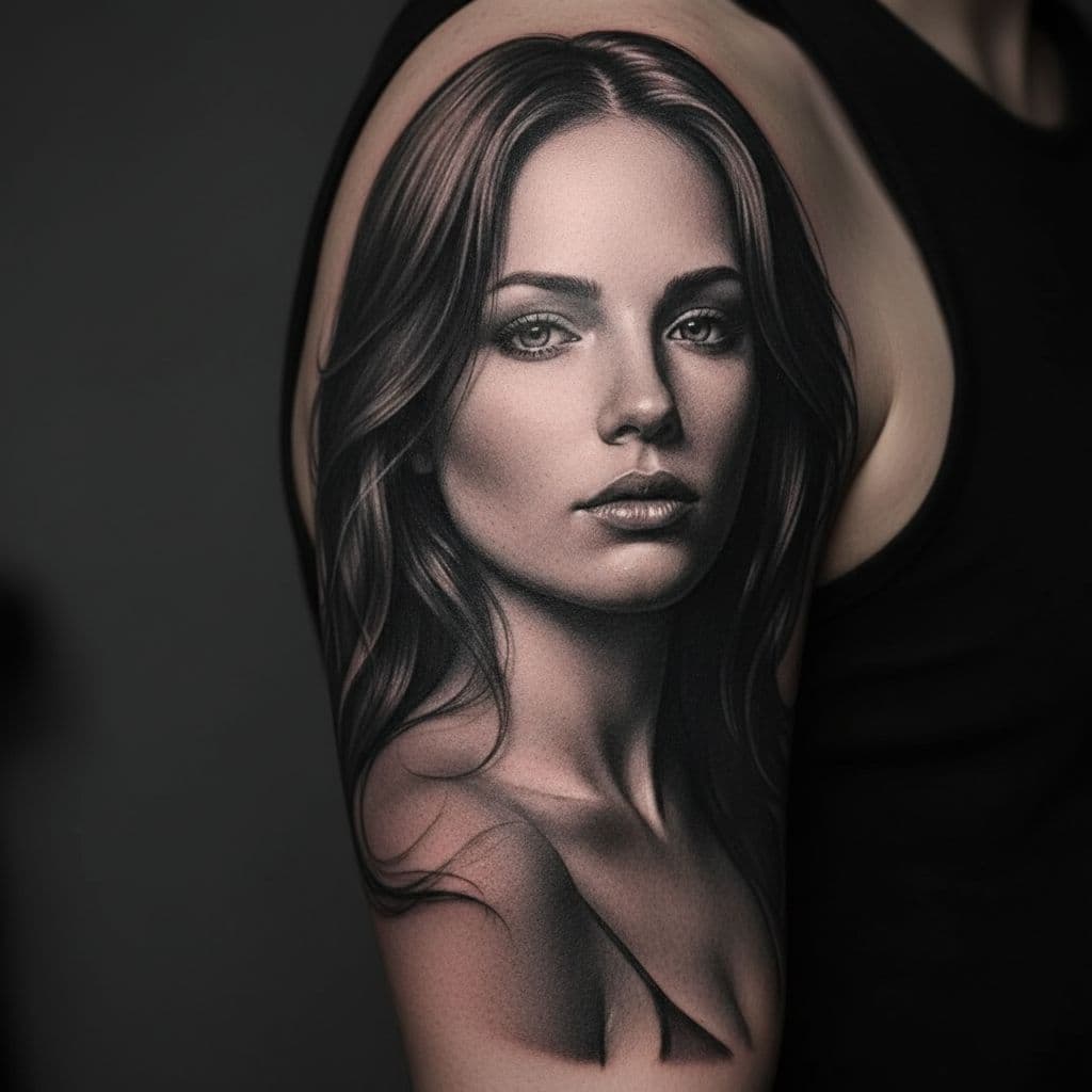 Realistic black and grey tattoo