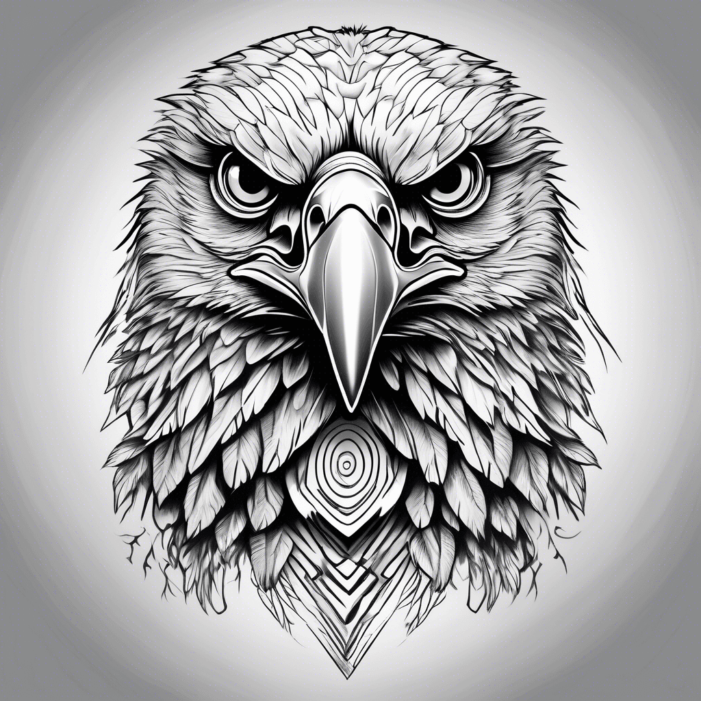 black and grey eagle head with a target as the eye