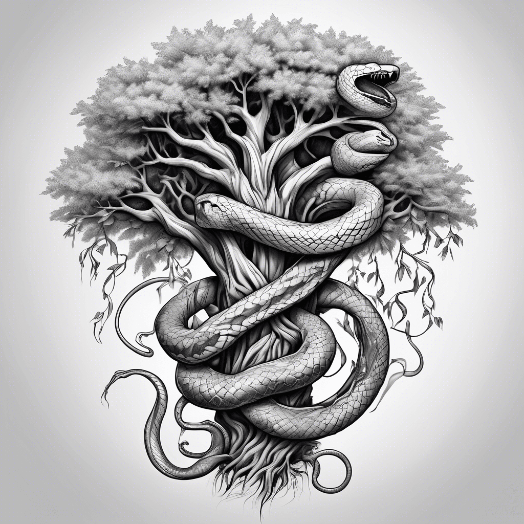 Poison tree with snake wrapping around