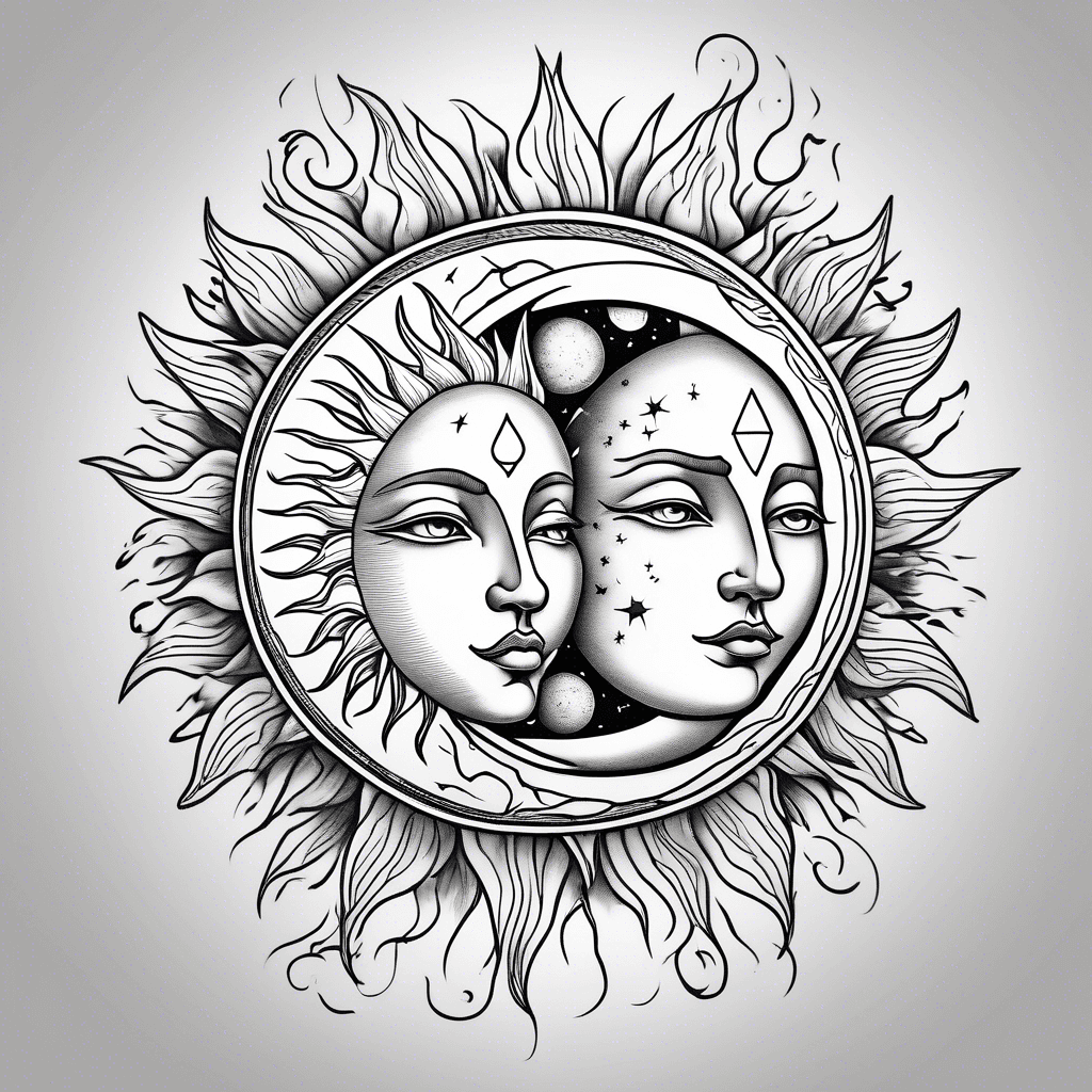 sun and moon matching tattoos